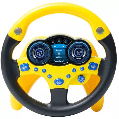 Yellow Sound & Light Toy Steering Wheel