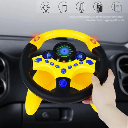 Yellow Sound & Light Toy Steering Wheel