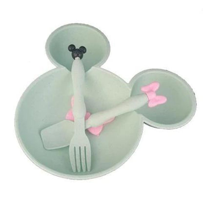 mouse plate cutlery set green