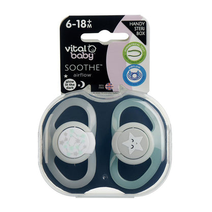 SOOTHE Glow-in-the-dark Airflow Soothers 6 -18m